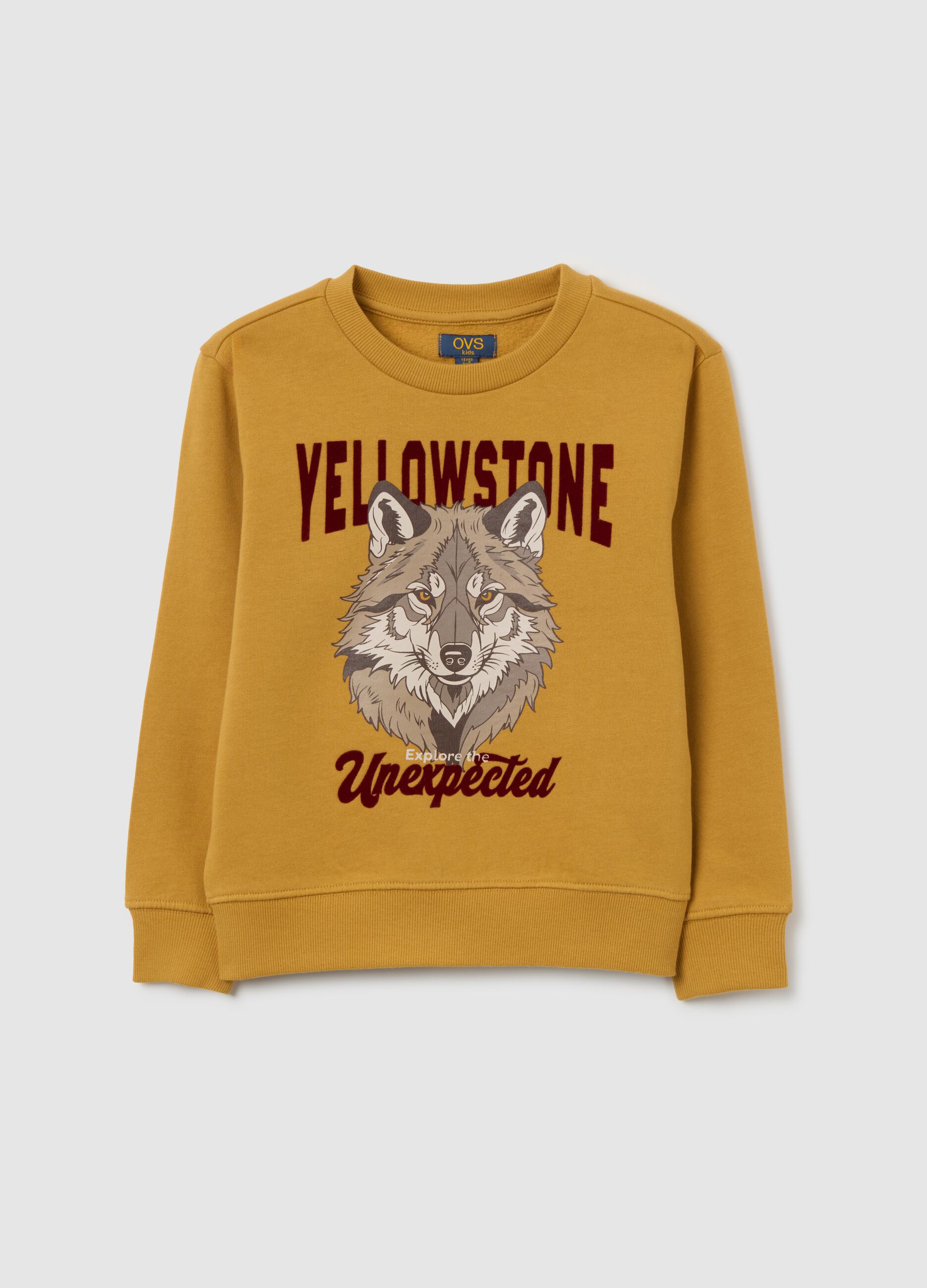 Yellow oversized pure cotton children's sweatshirt