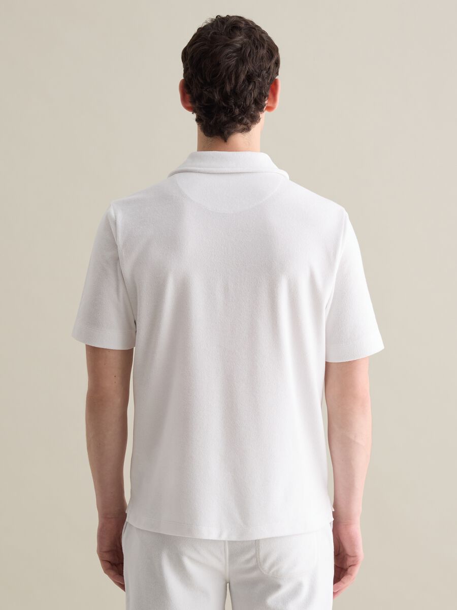 White short sleeve polo in mixed cotton_3