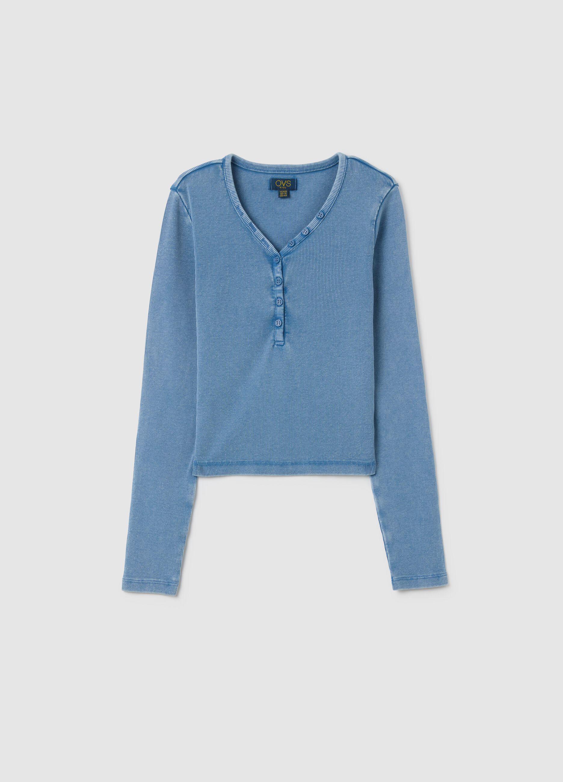 Girls' Blue Stretch Cotton Regular Fit Top