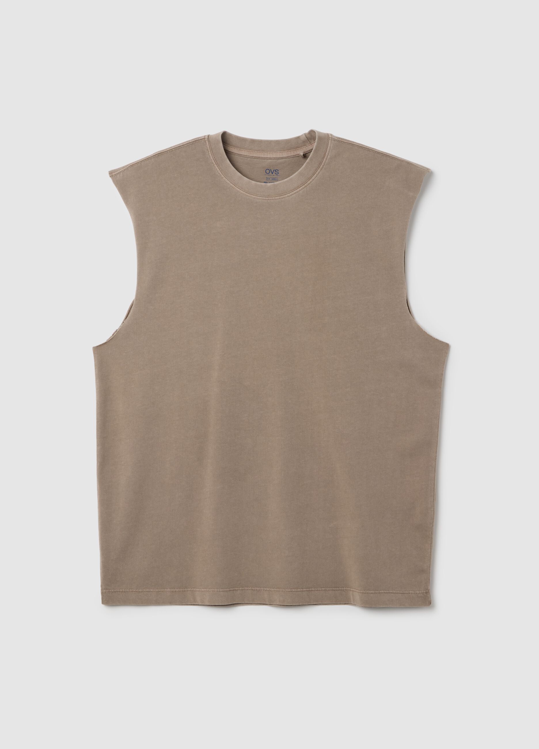 Canotta da uomo in puro cotone beige regular fit