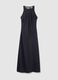 Long black satin dress regular fit_4