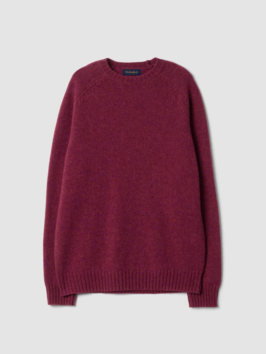 Maglione girocollo rosso in pura lana regular fit_0