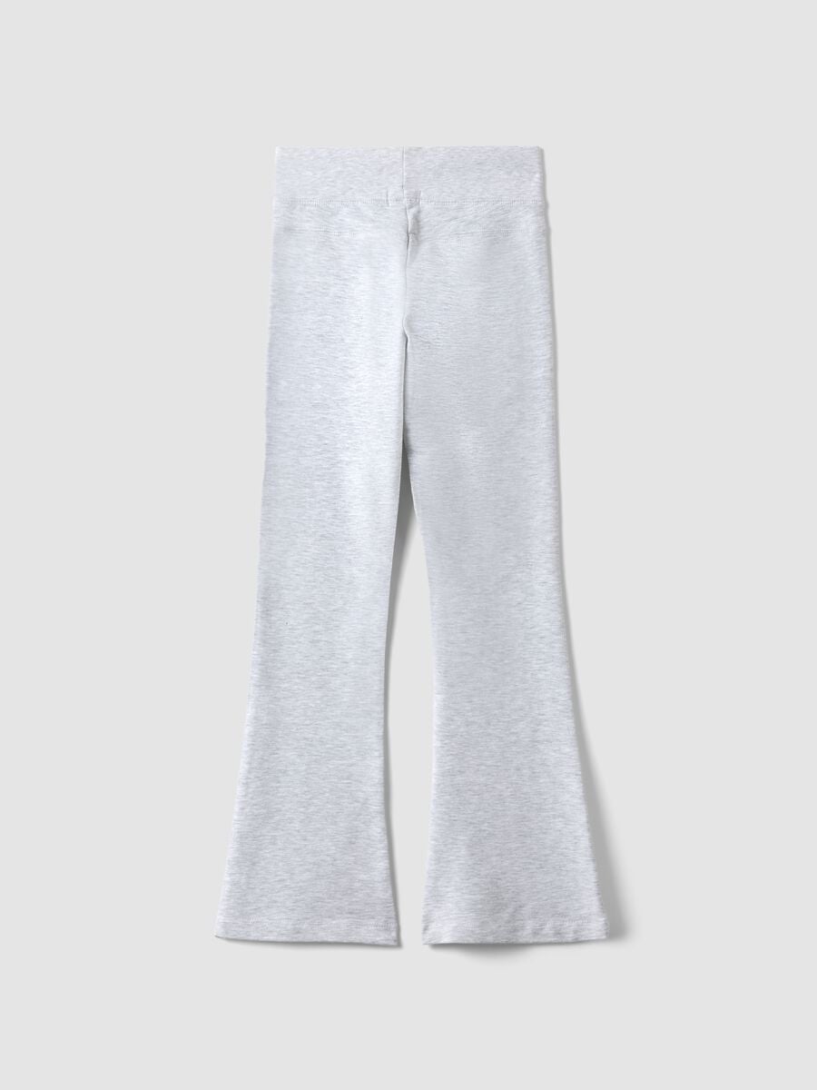 Pantaloni grigi flare in cotone organico elasticizzato per ragazza_4