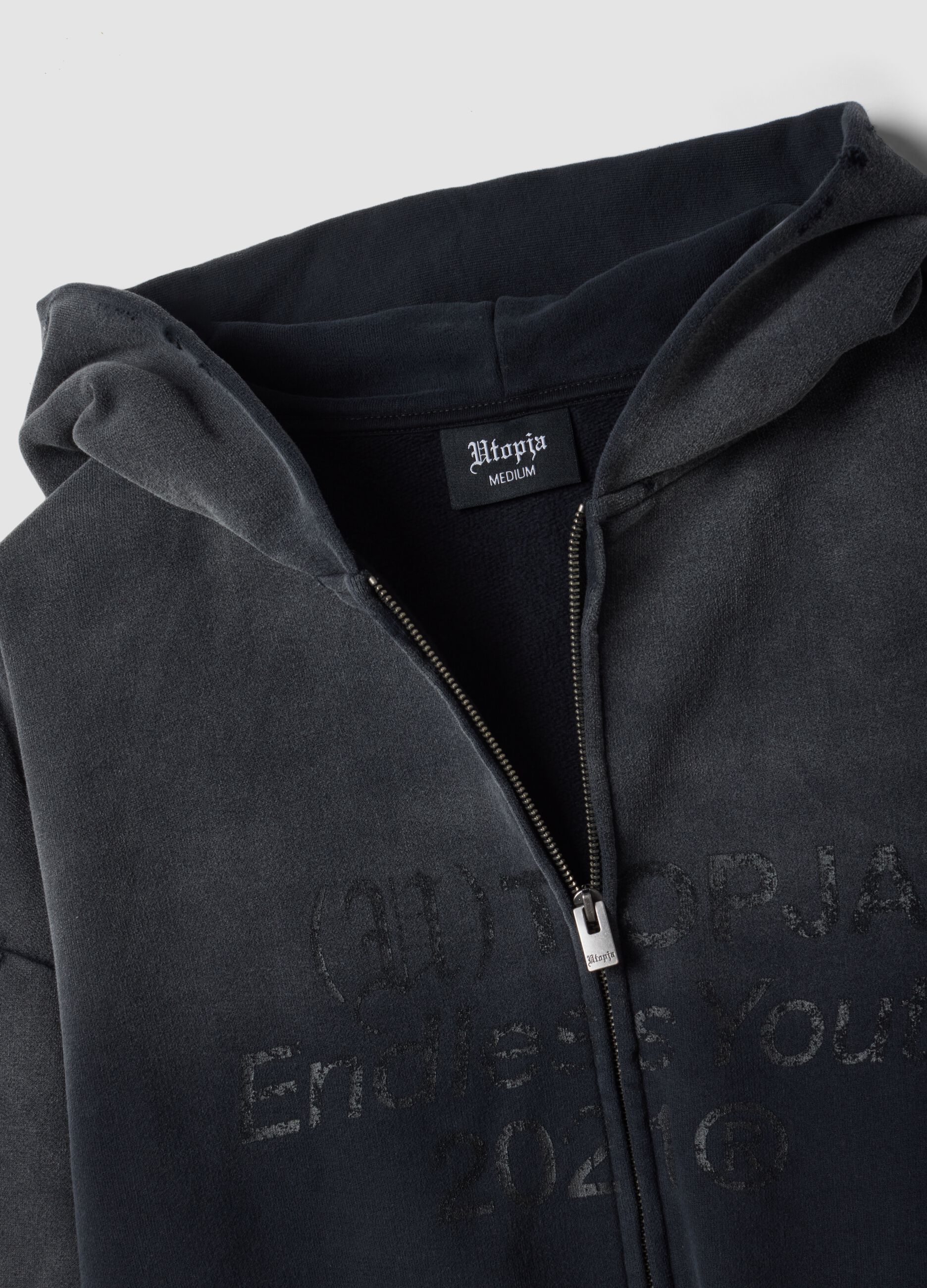 Full-zip Hoodie Sunfaded Black