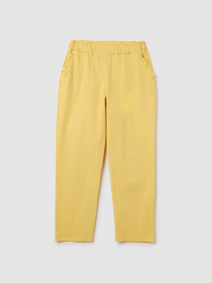 Stretch cotton trousers with drawstring_4