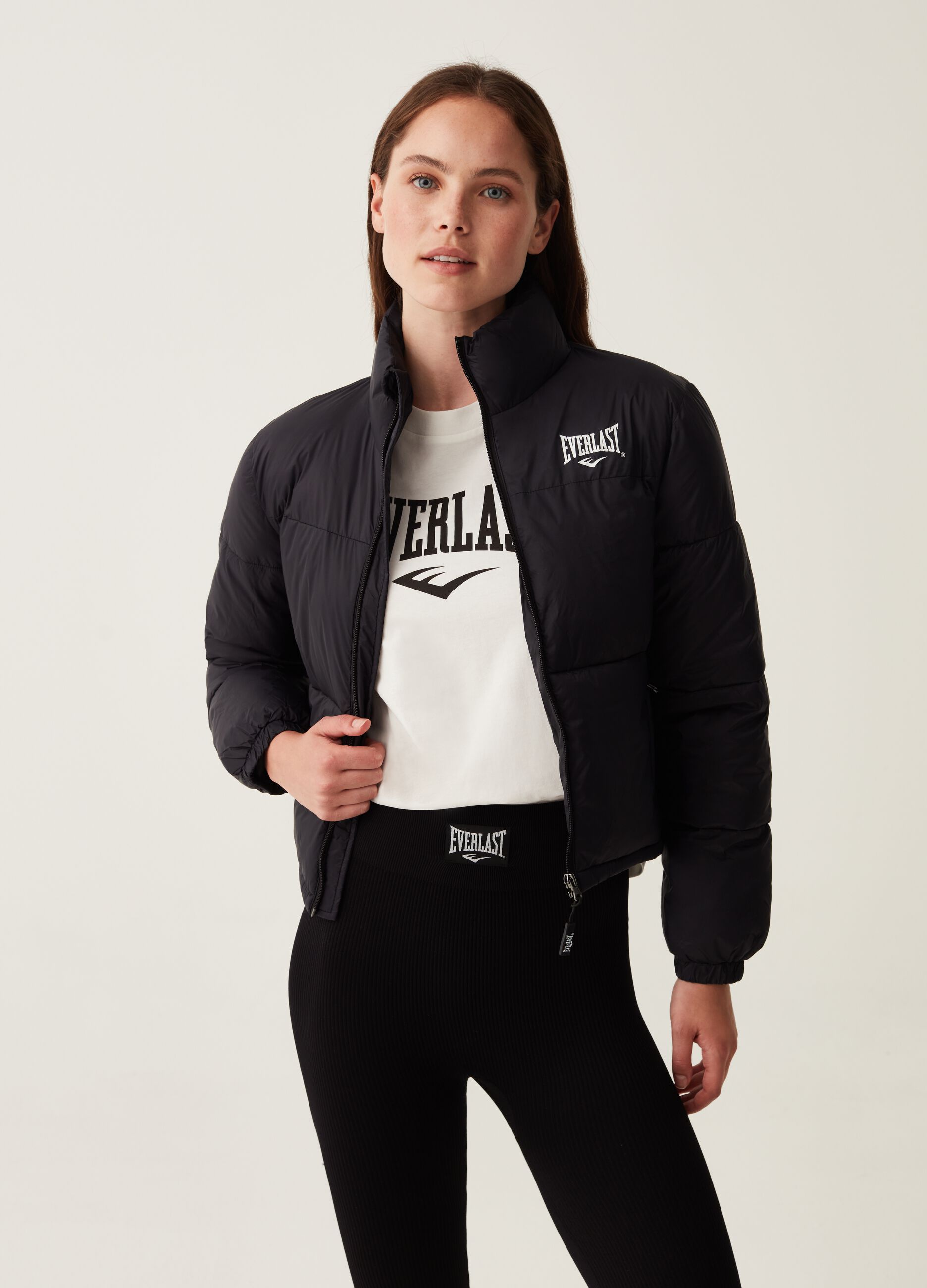 Piumino full-zip con stampa logo_0
