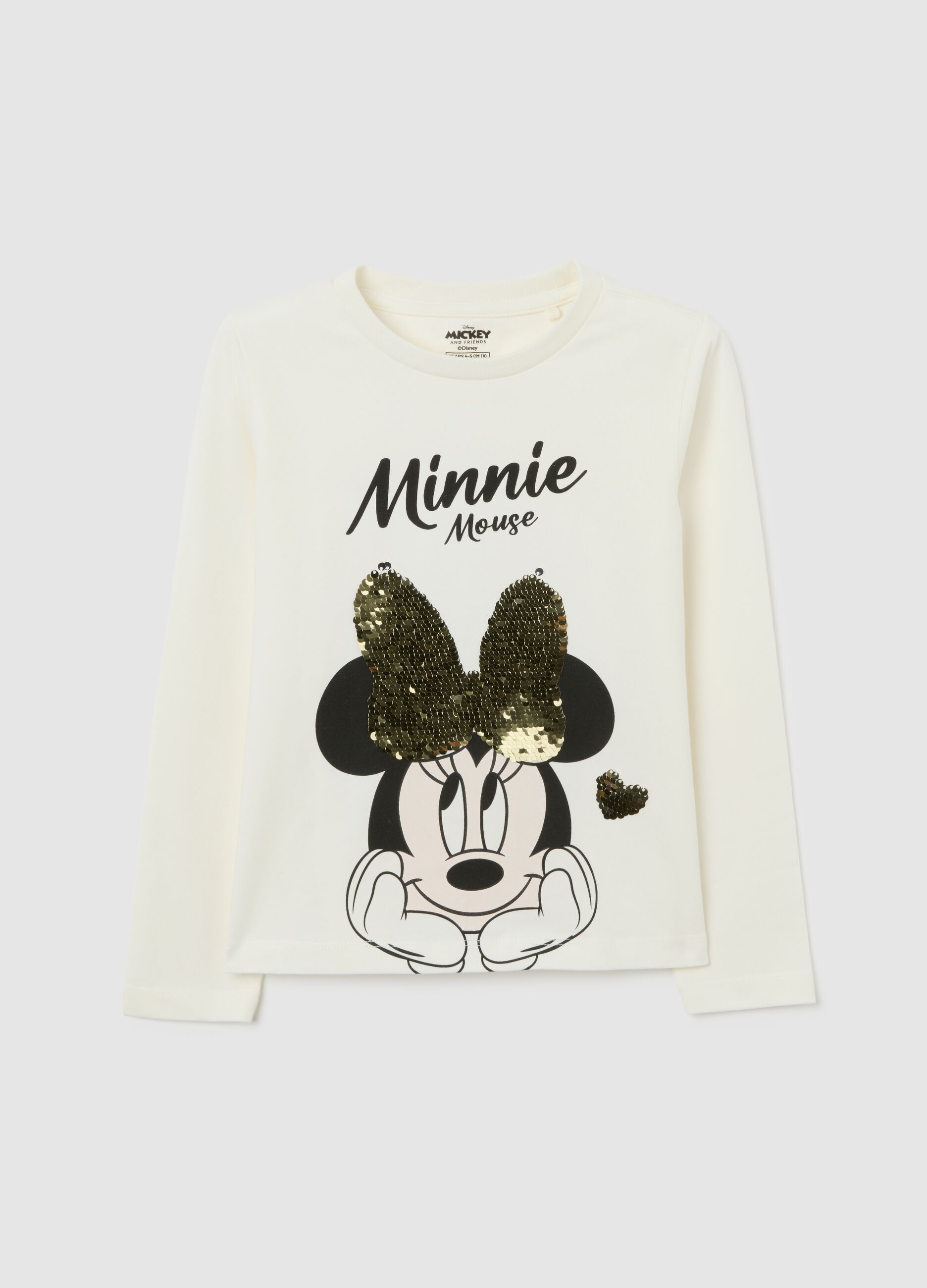 Girls' white stretch cotton blend top with Minnie