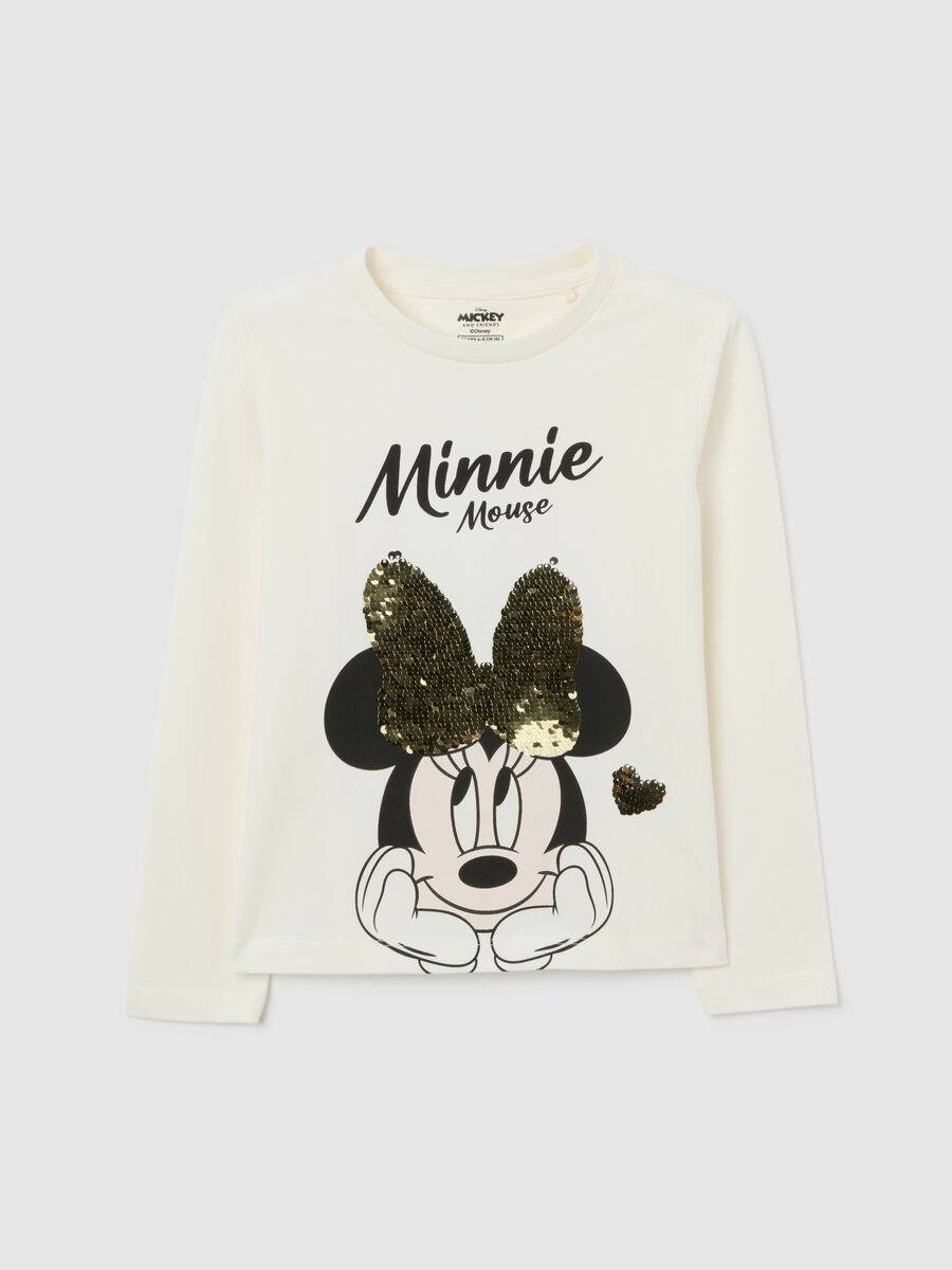 Girls' white stretch cotton blend top with Minnie_0