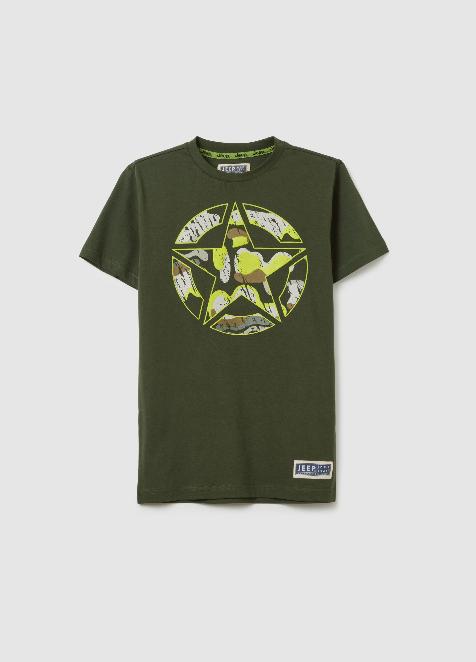 T-shirt da bambino in puro cotone verde regular fit
