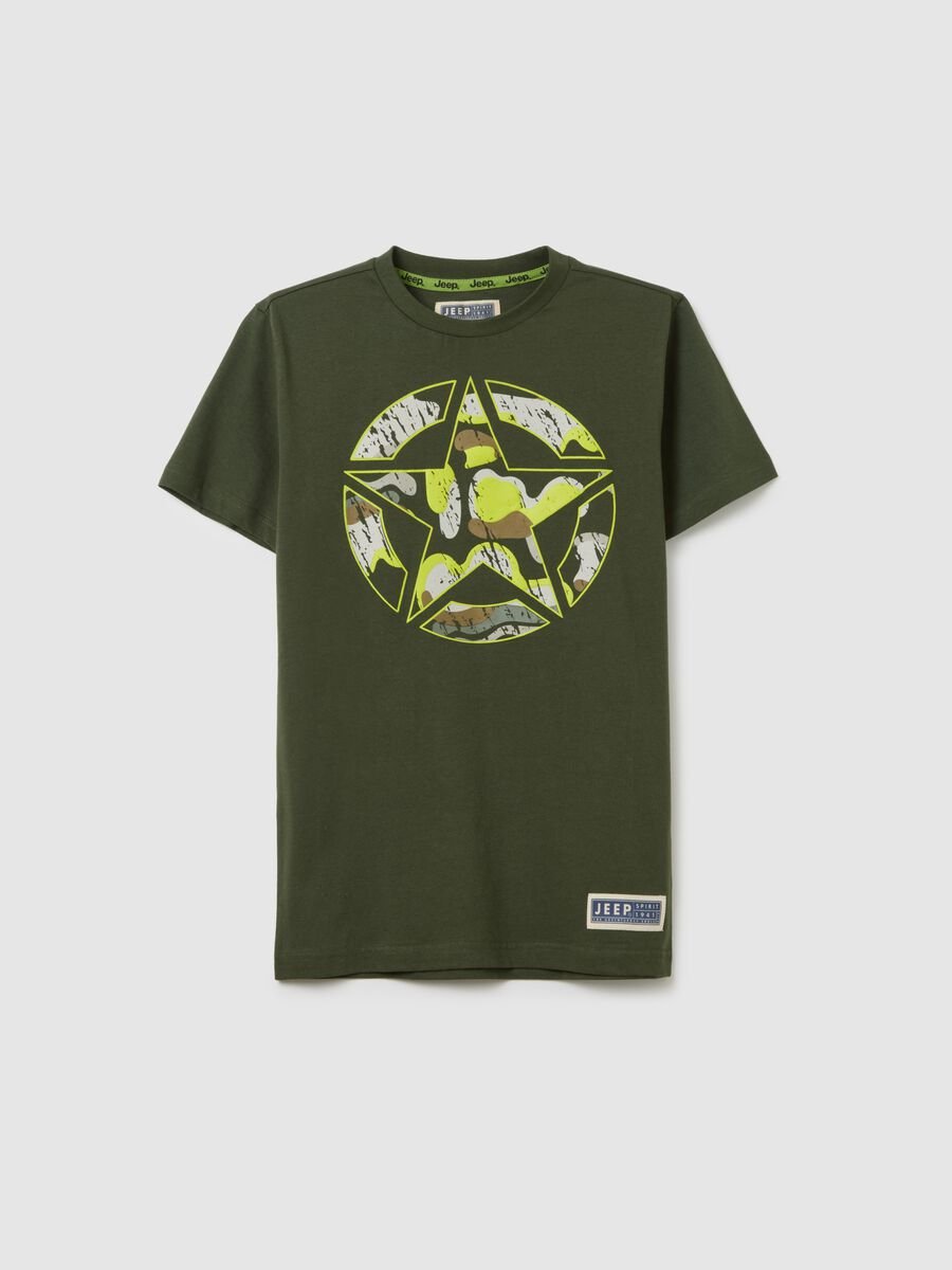 T-shirt da bambino in puro cotone verde regular fit_0