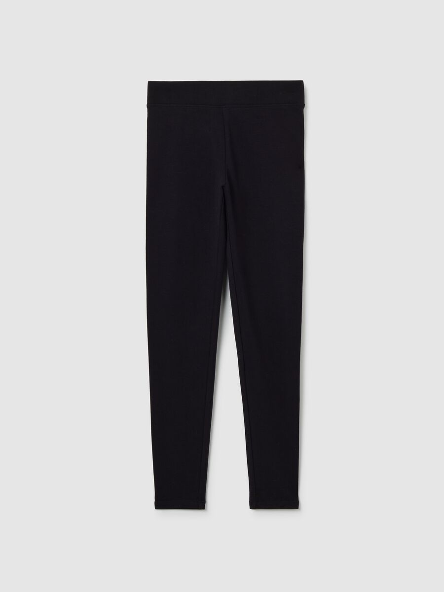 Girls' Black Stretch Cotton Skinny Fit Leggings_0