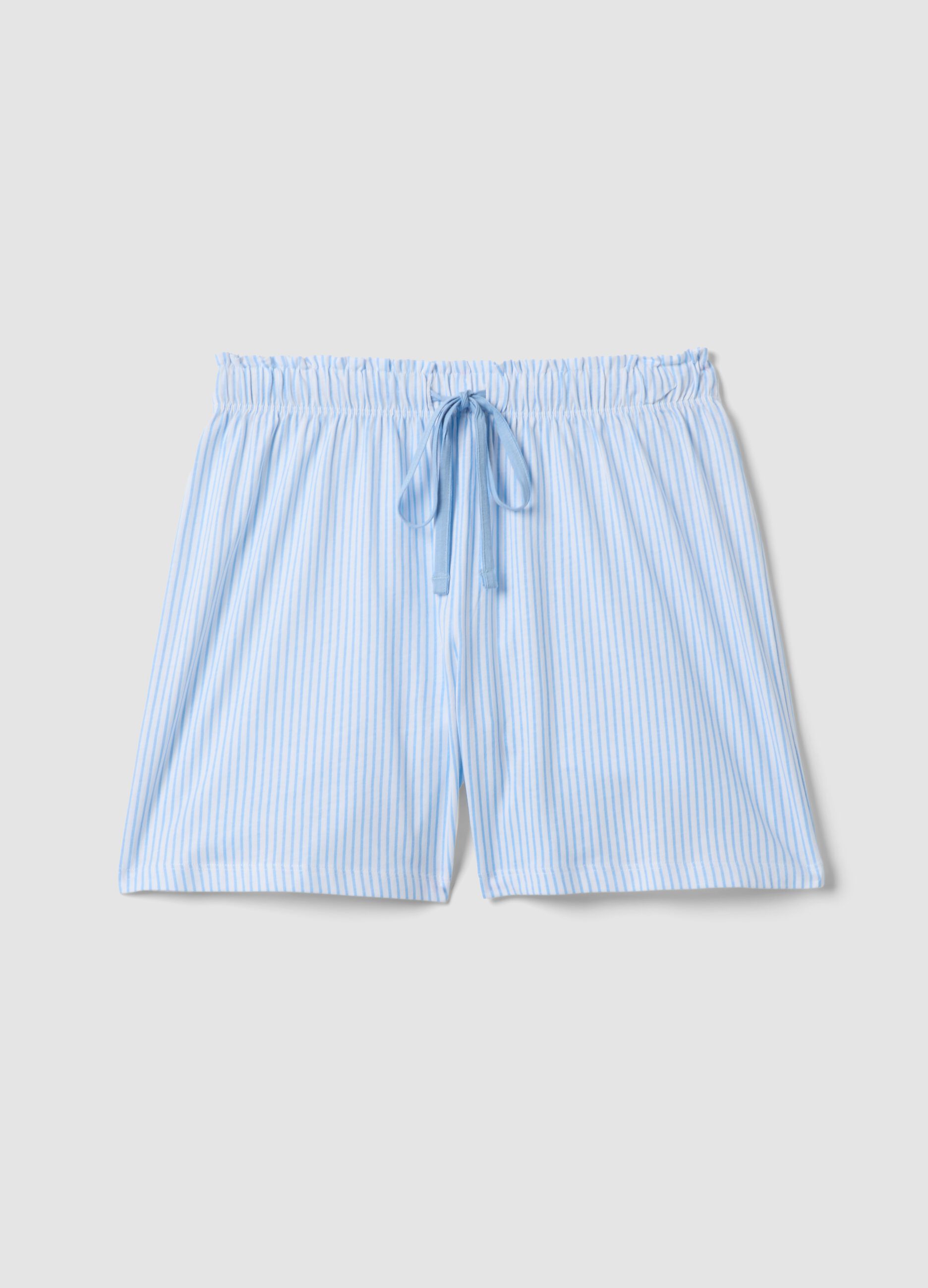 Pure cotton multicolour striped pyjama shorts, regular fit