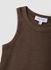 Brown ribbed stretch cotton fitted tank top_5