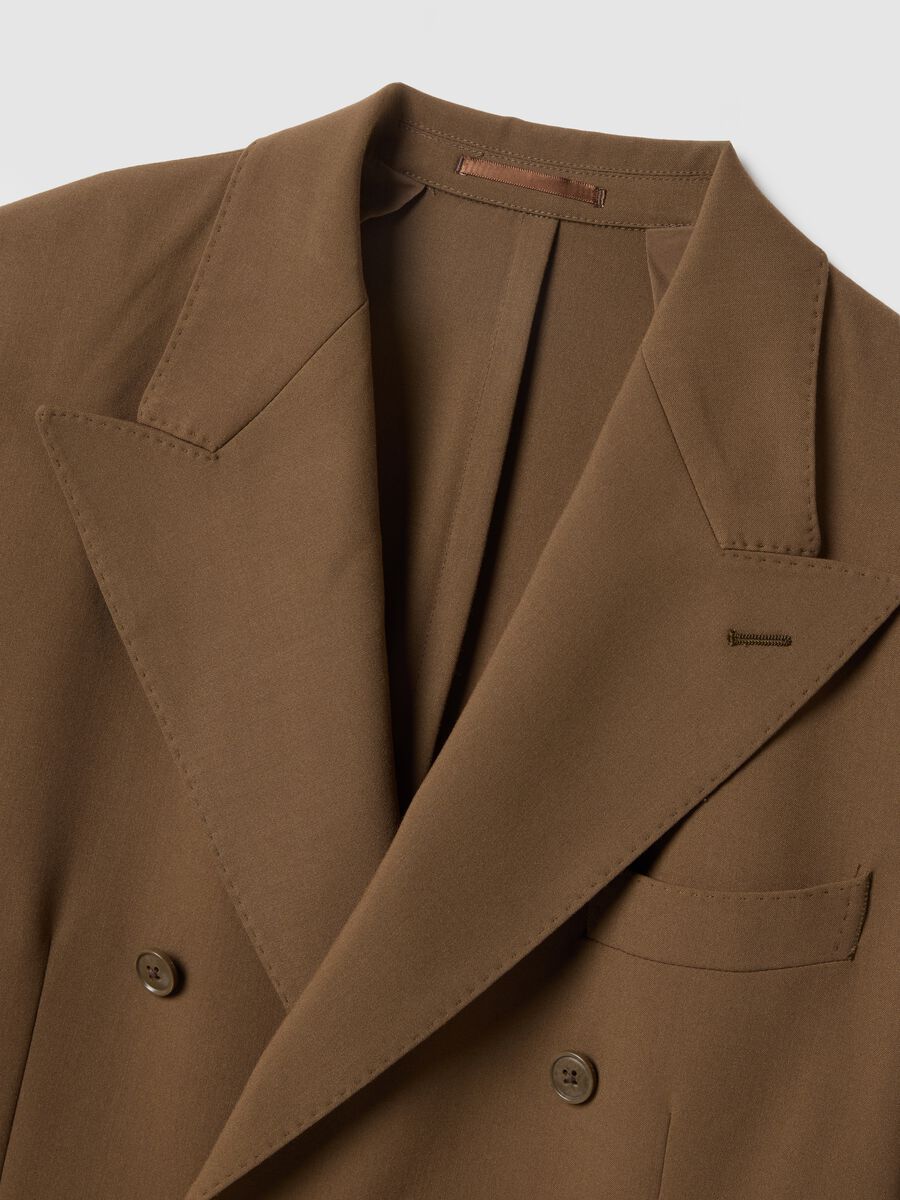 Brown Slim Fit Double Breasted Blazer_1