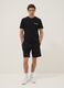 Black short-sleeve stretch cotton T-shirt with chest pocket_1