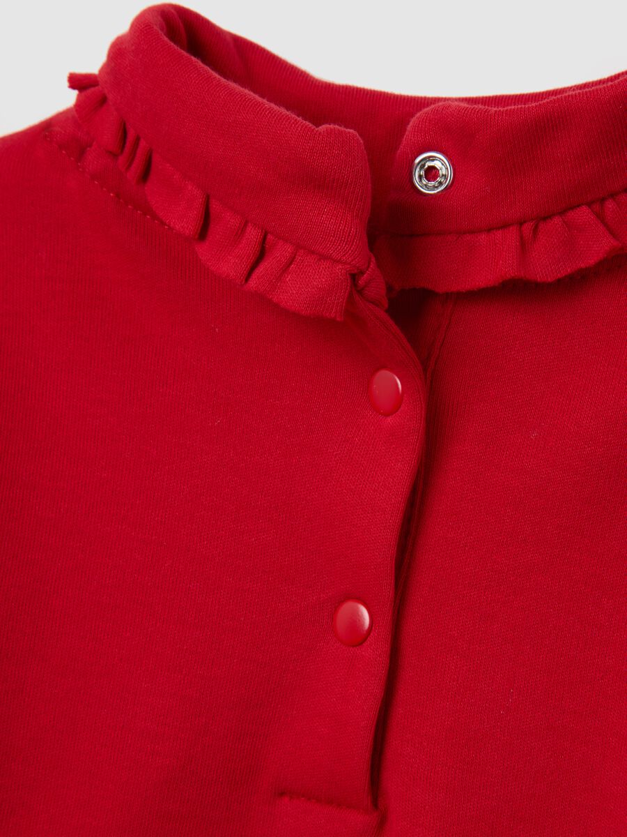 Red pure cotton regular fit toddler girl’s top with ruched collar_3