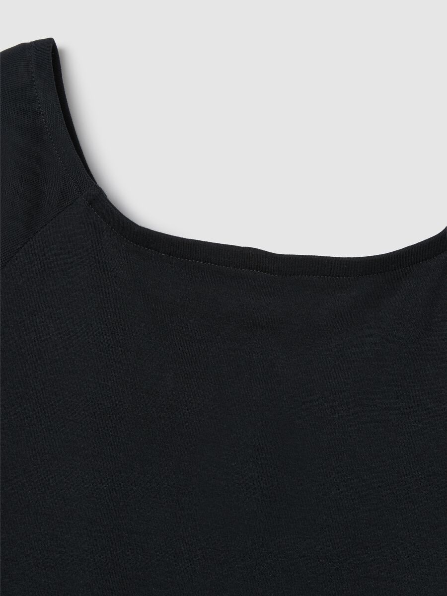 Women's black pure cotton dress regular fit with boat neckline_5
