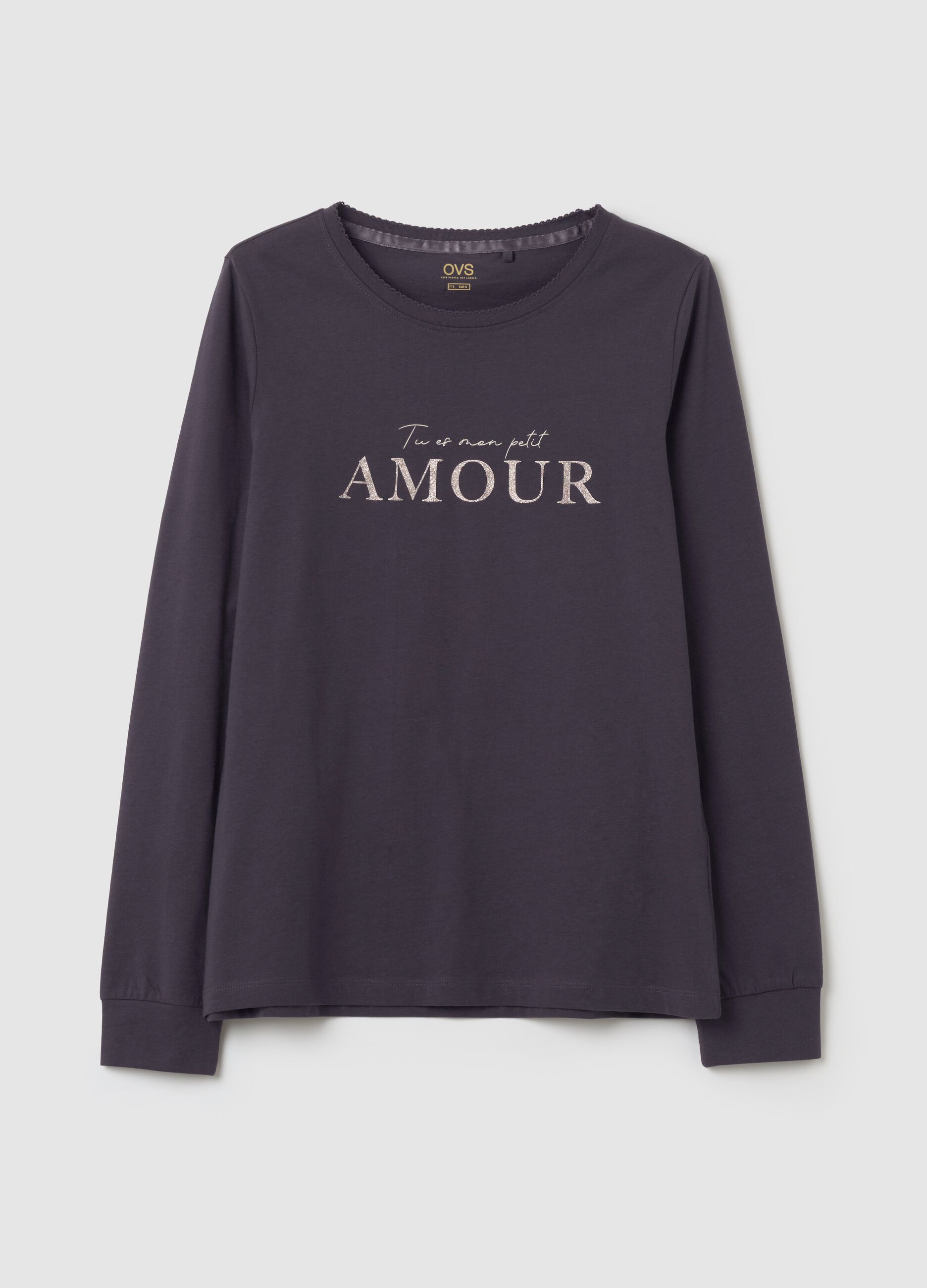 Top pigiama con stampa "Tu es mon petit amour"