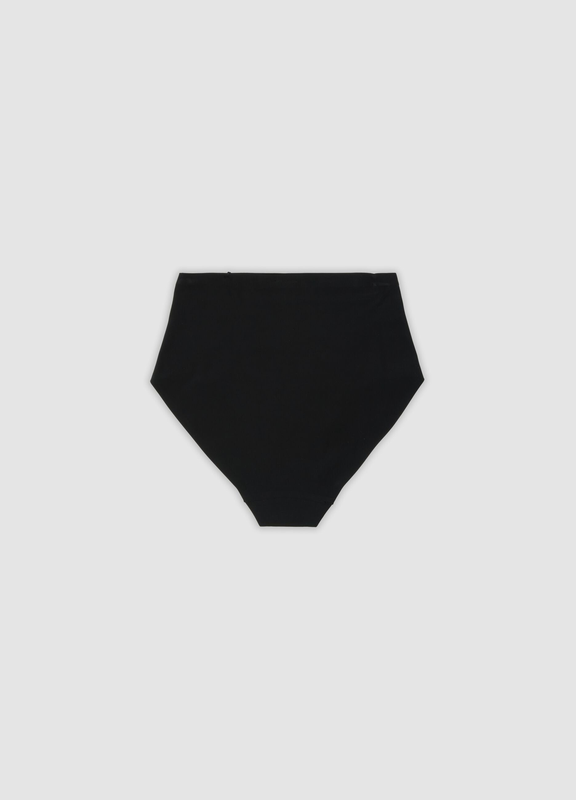 Black high-waisted Brazilian briefs in stretch fabric with a shaping effect