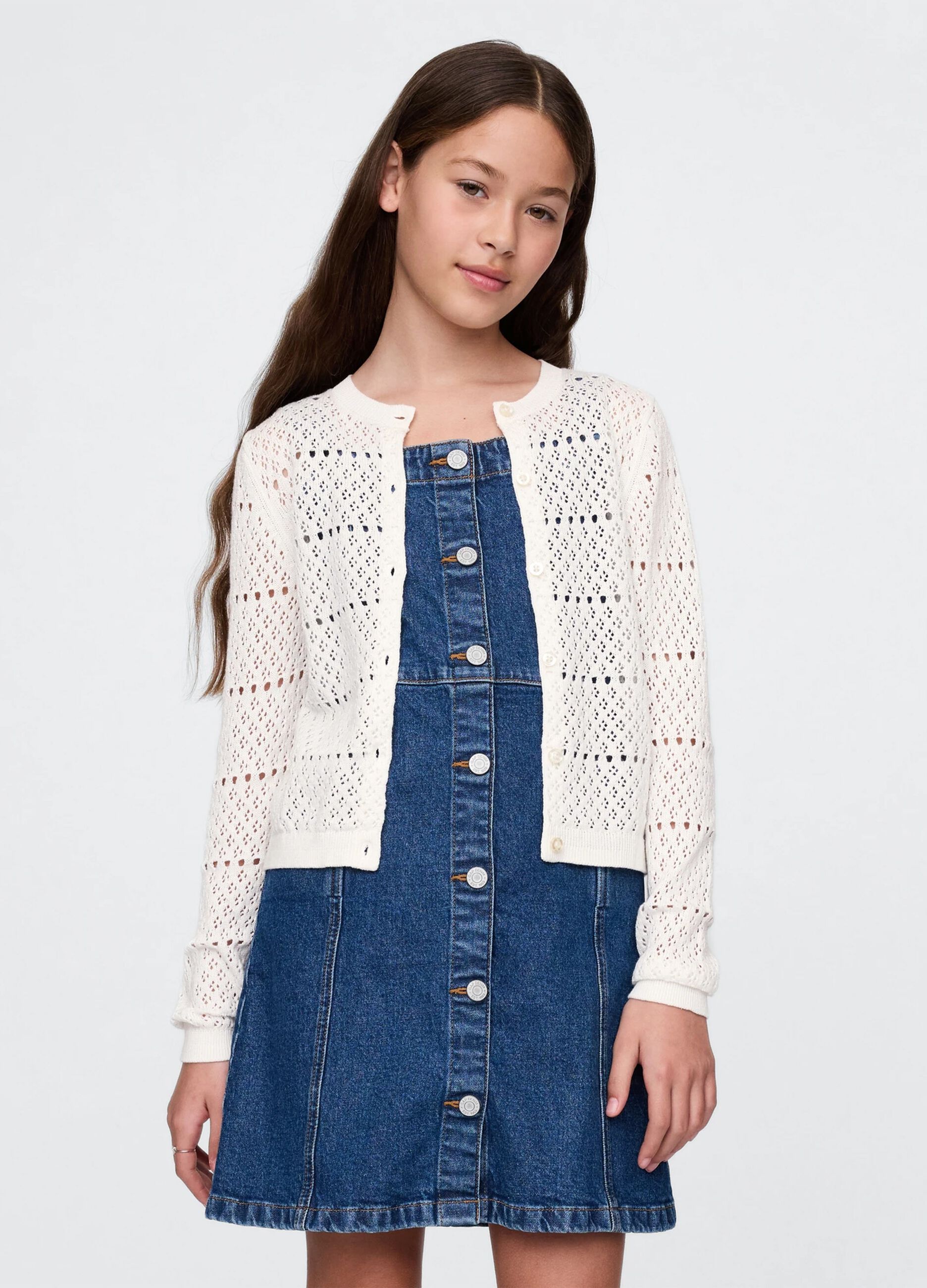 White cardigan with openwork design