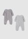 Two-pack unisex grey velour sleepsuits with snap closure_1
