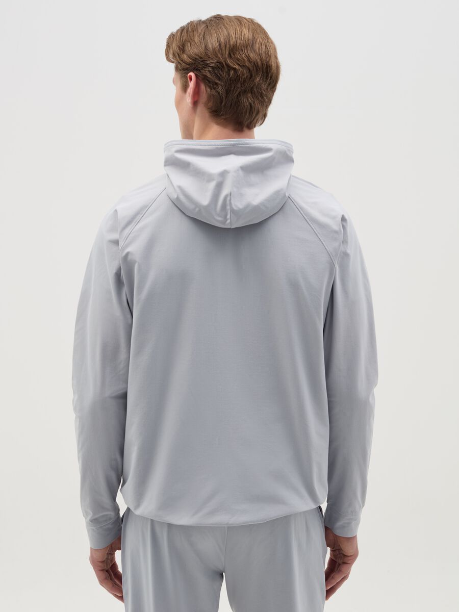 Full-zip sweatshirt in technical fabric with hood_2