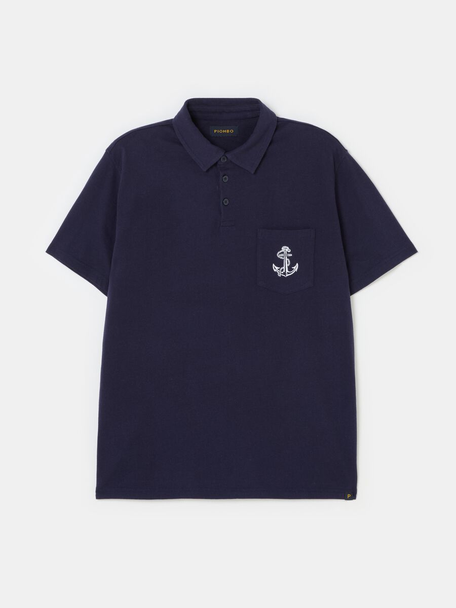 Piquet polo shirt with pocket and anchor embroidery_3