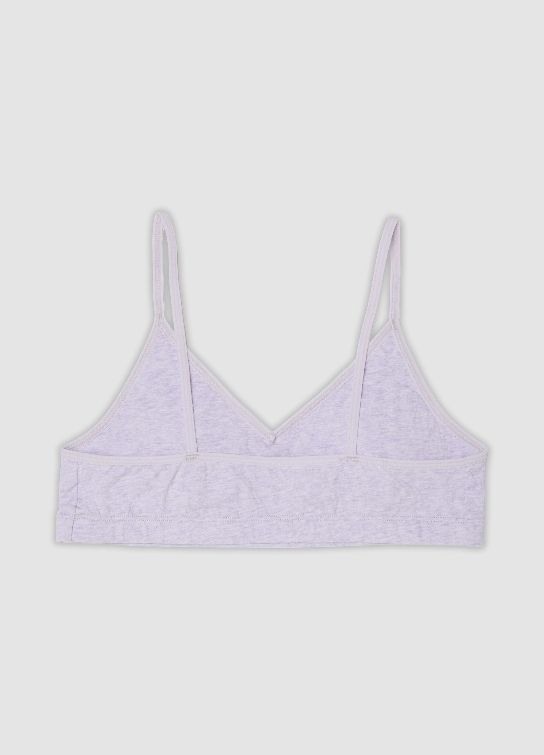 Purple organic cotton bra with thin straps for girls