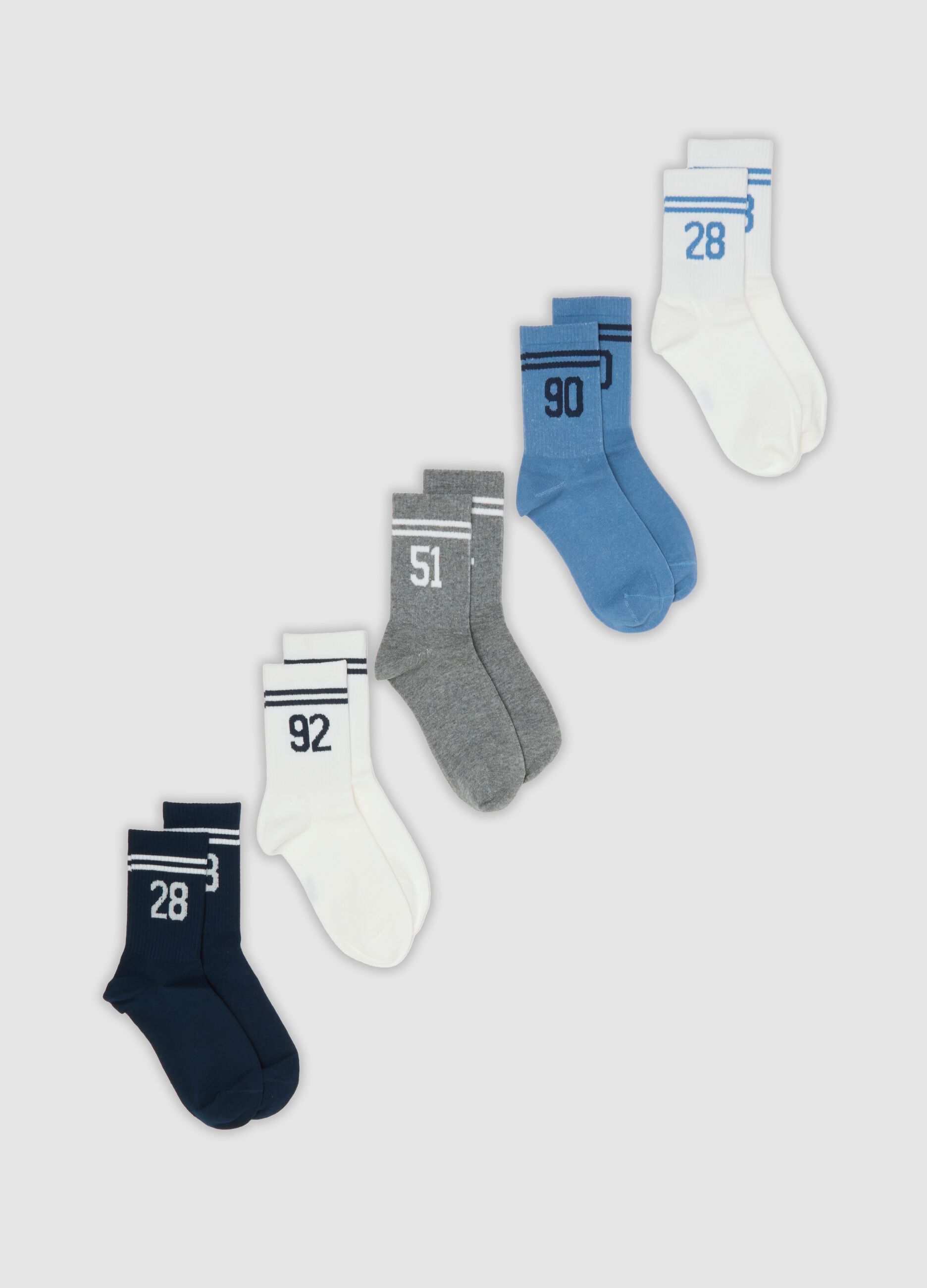 5-pack of multicoloured short socks in organic stretch cotton