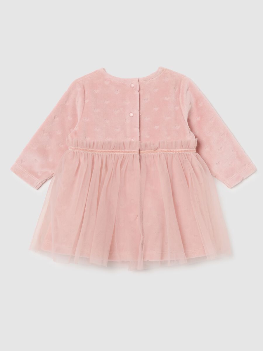Vestito rosa da neonata in misto cotone regular fit con cuoricini_1