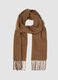 Brown viscose-blend scarf with fringes_0