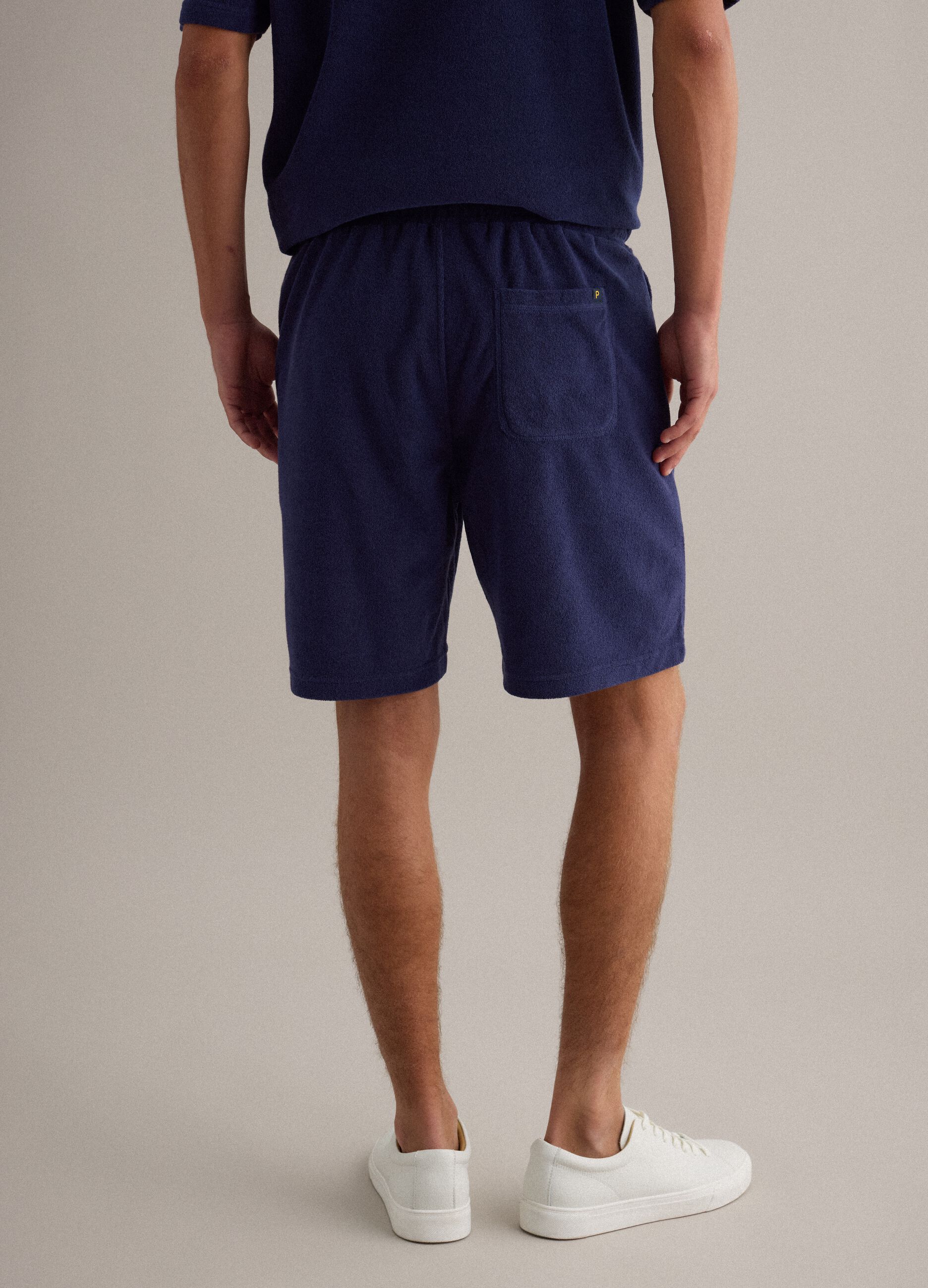 Blue cotton-blend Bermuda shorts