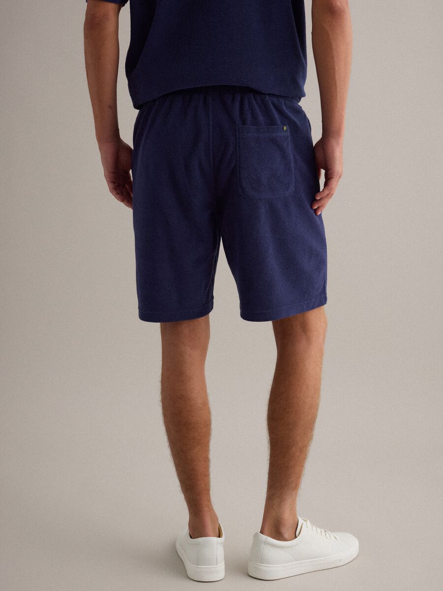 Shorts jogger blu in misto cotone con vita elasticizzata regular fit_2