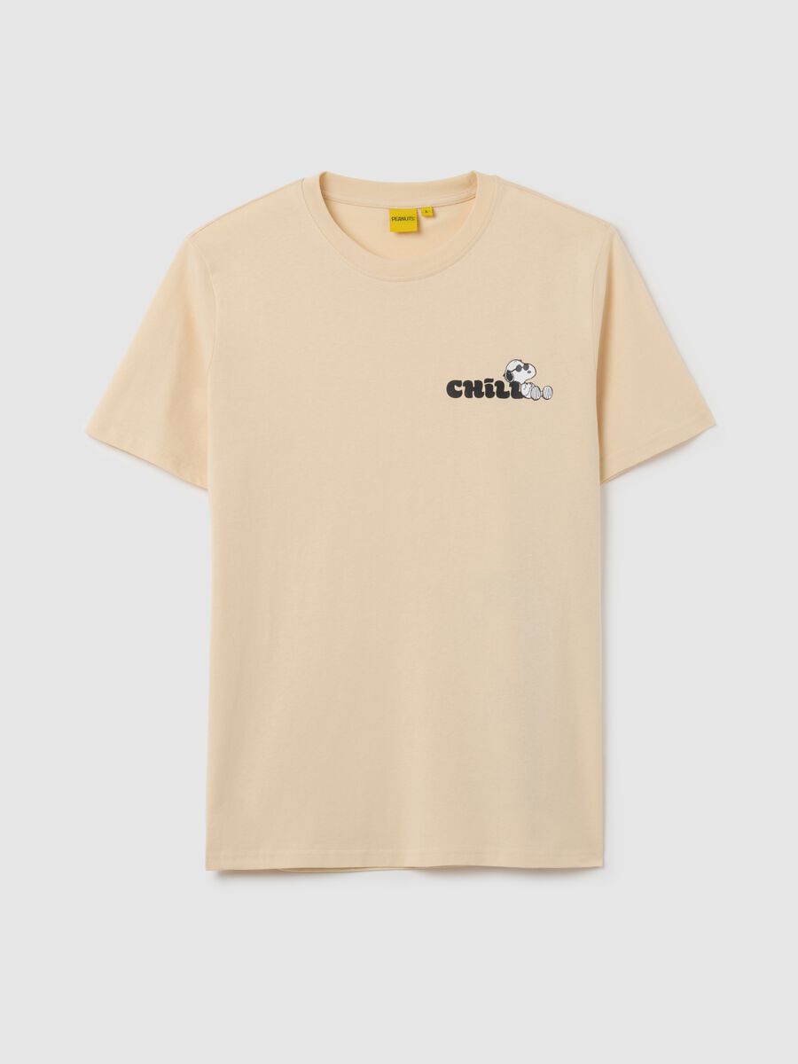 Men's regular fit beige pure cotton t-shirt_0