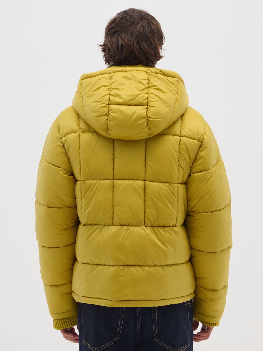 The Iconic Puffer yellow ochre jacket with removable hood_2