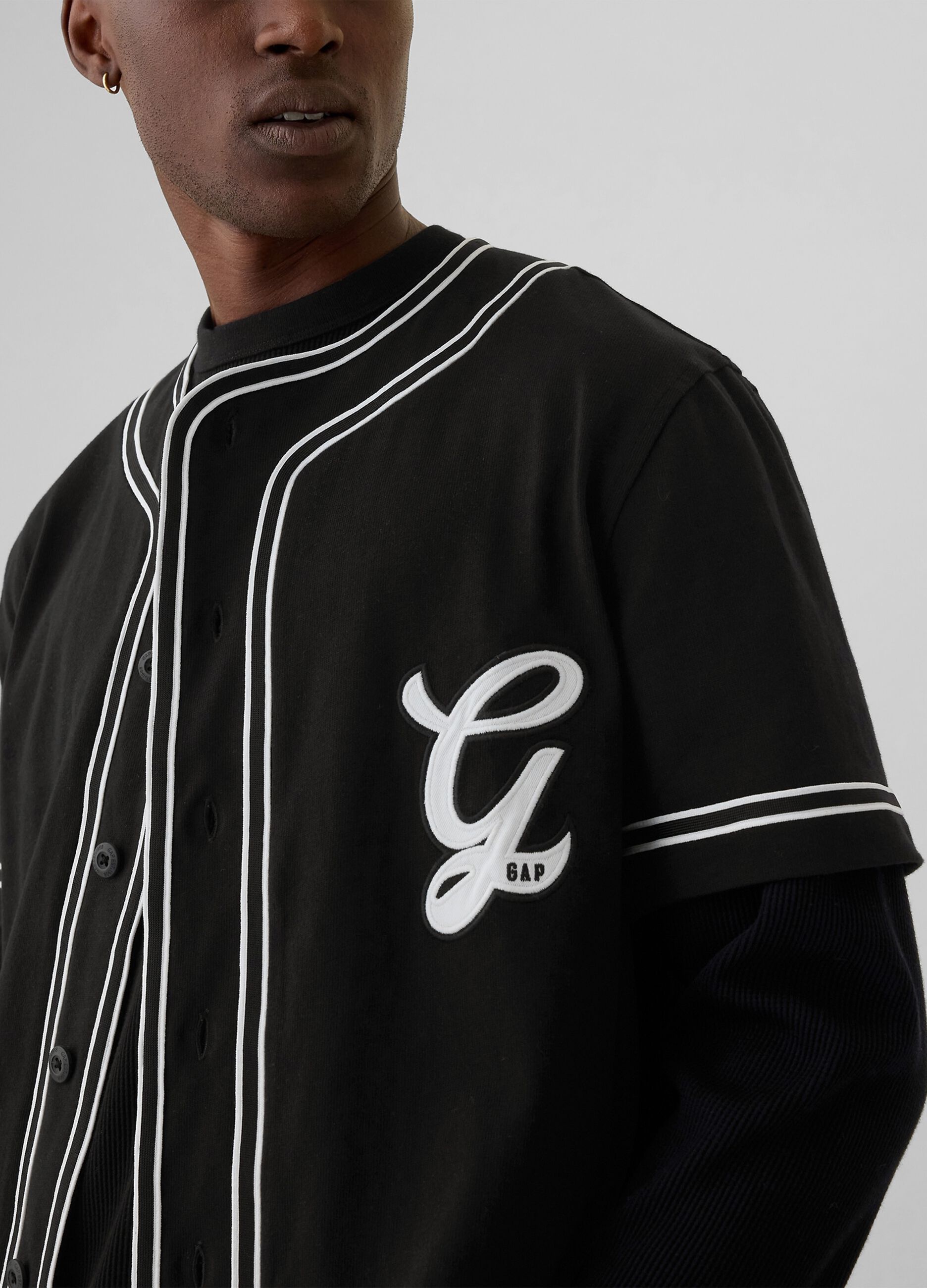 Camicia baseball con profili rigati
