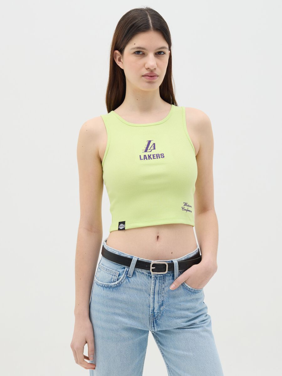 Ribbed yellow NBA Los Angeles Lakers tank top_0