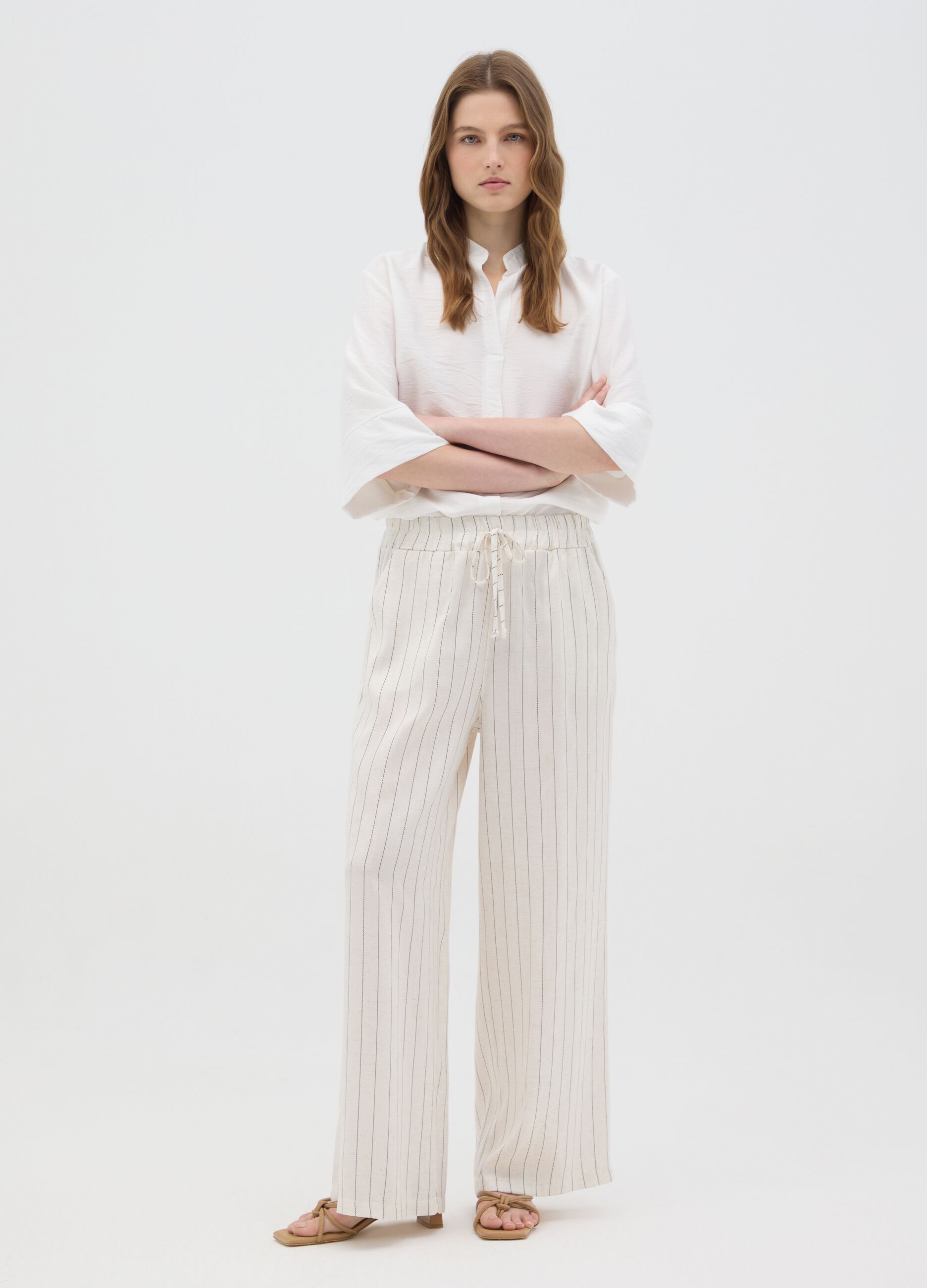 Women's white viscose blend shirt regular fit