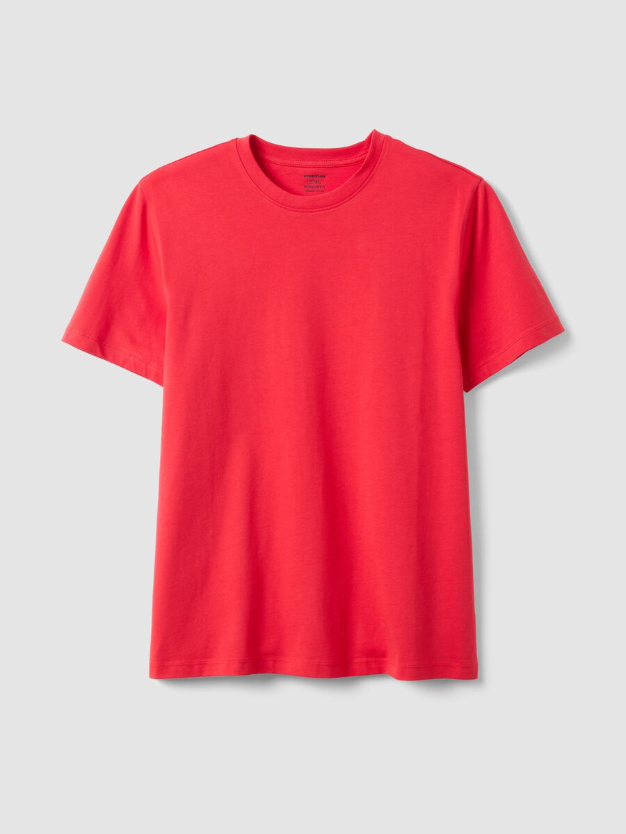 Red pure cotton short sleeve T-shirt regular fit_0