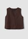 Brown oversized top in linen and viscose blend_0