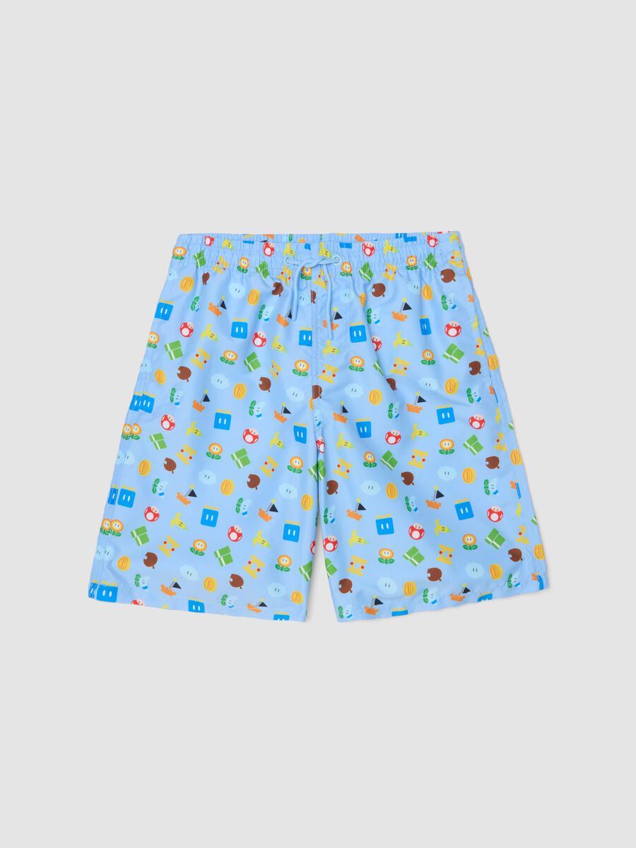 Children's blue swim boxers regular fit with Super Mario prints_0