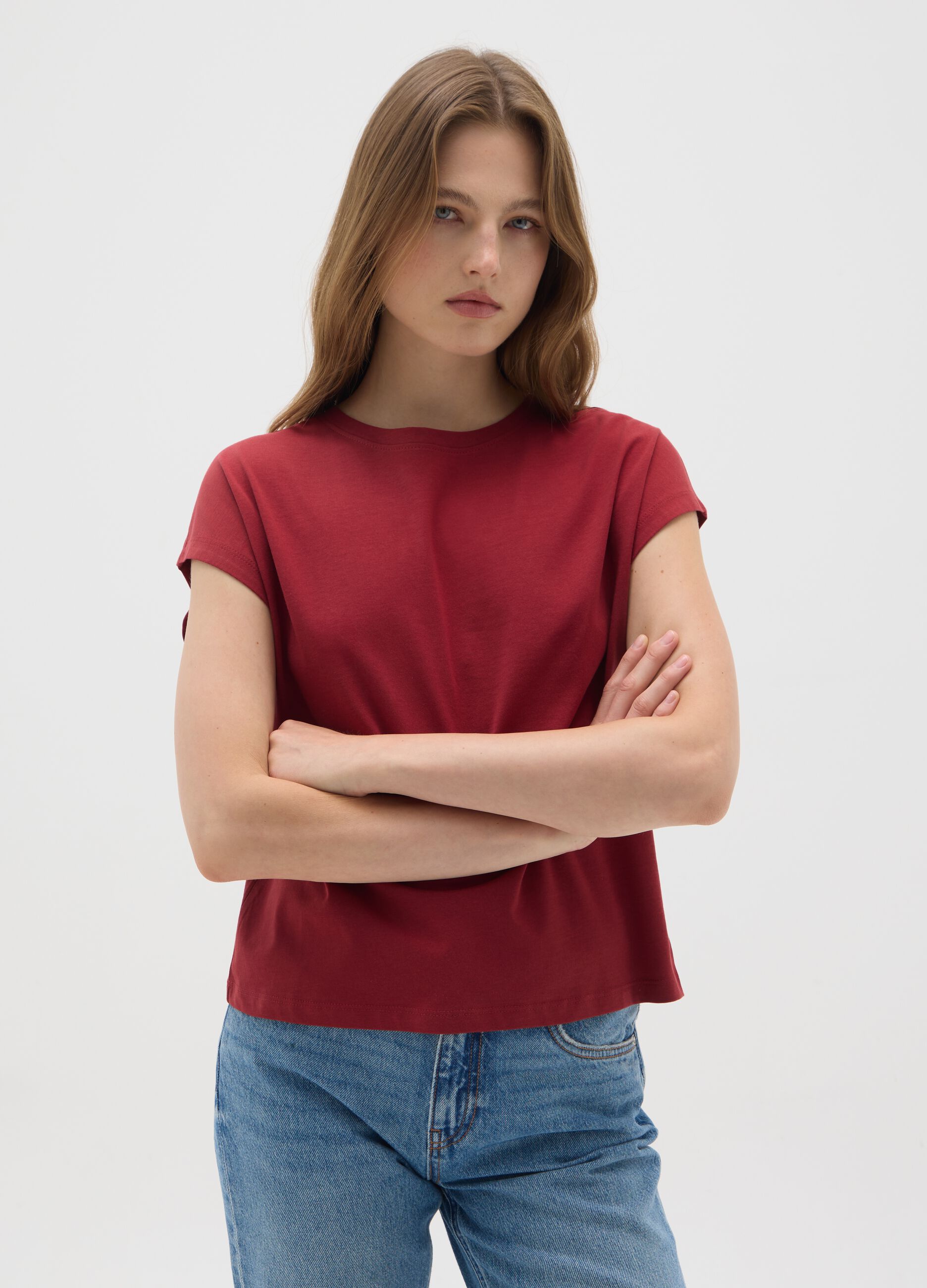 Women's pure cotton red T-shirt