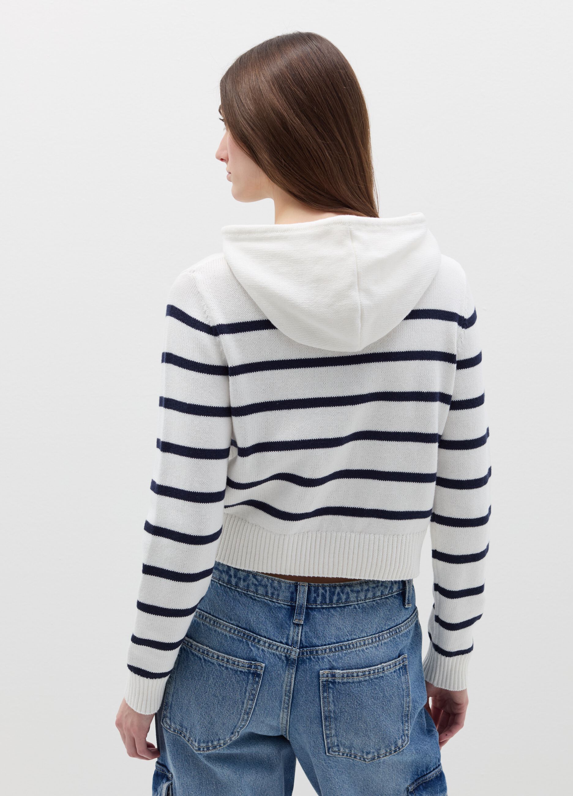 Cardigan full-zip con cappuccio