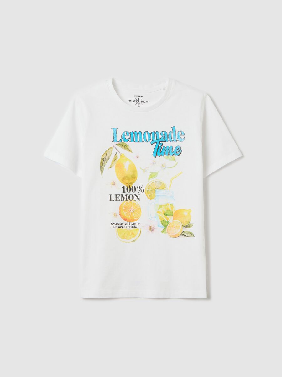White T-shirt with Lemonade Time print in pure cotton from Ovs_4