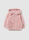 Pink regular fit girl's sweatshirt with zip and hood_0