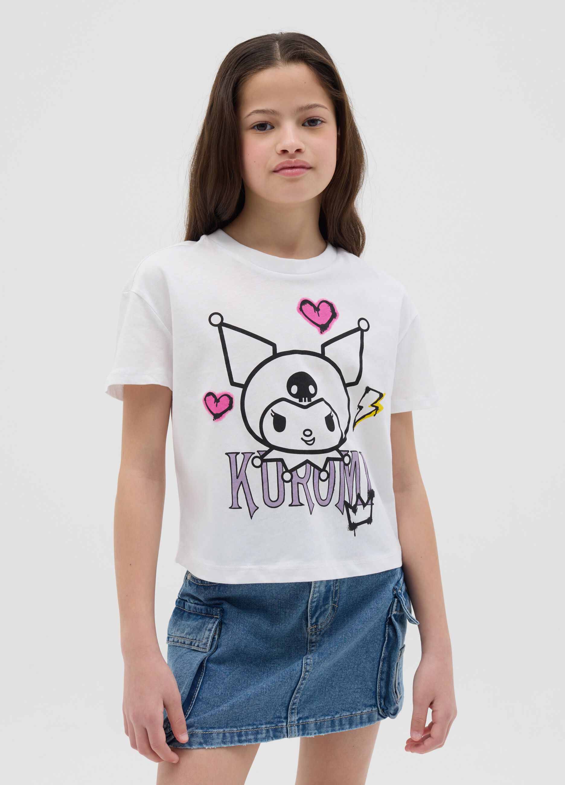 Cotton T-shirt with Kuromi print