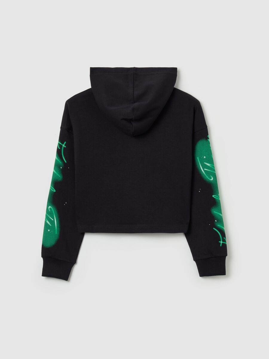 Boxy-fit sweatshirt with hood and Wicked print_4