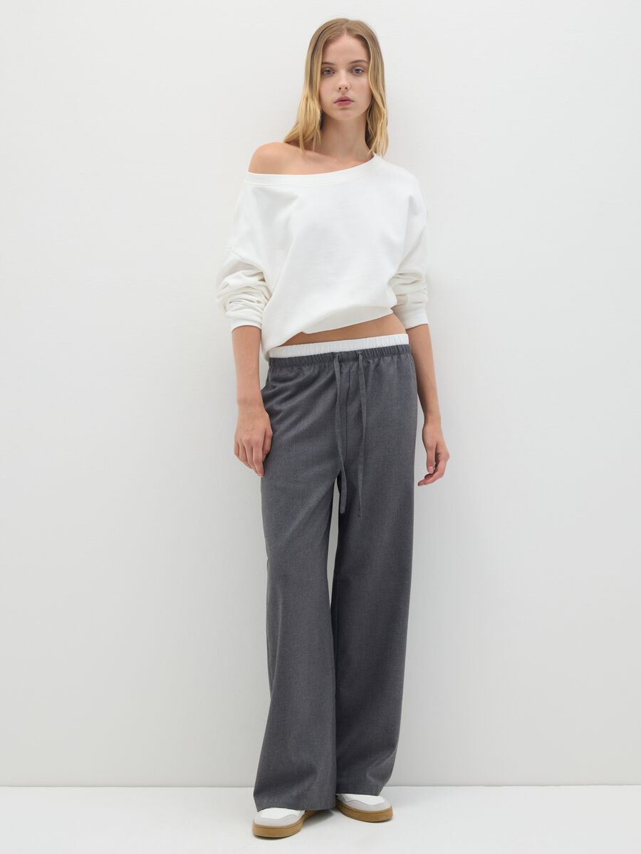 Wide Leg Grey Mix Trousers_0