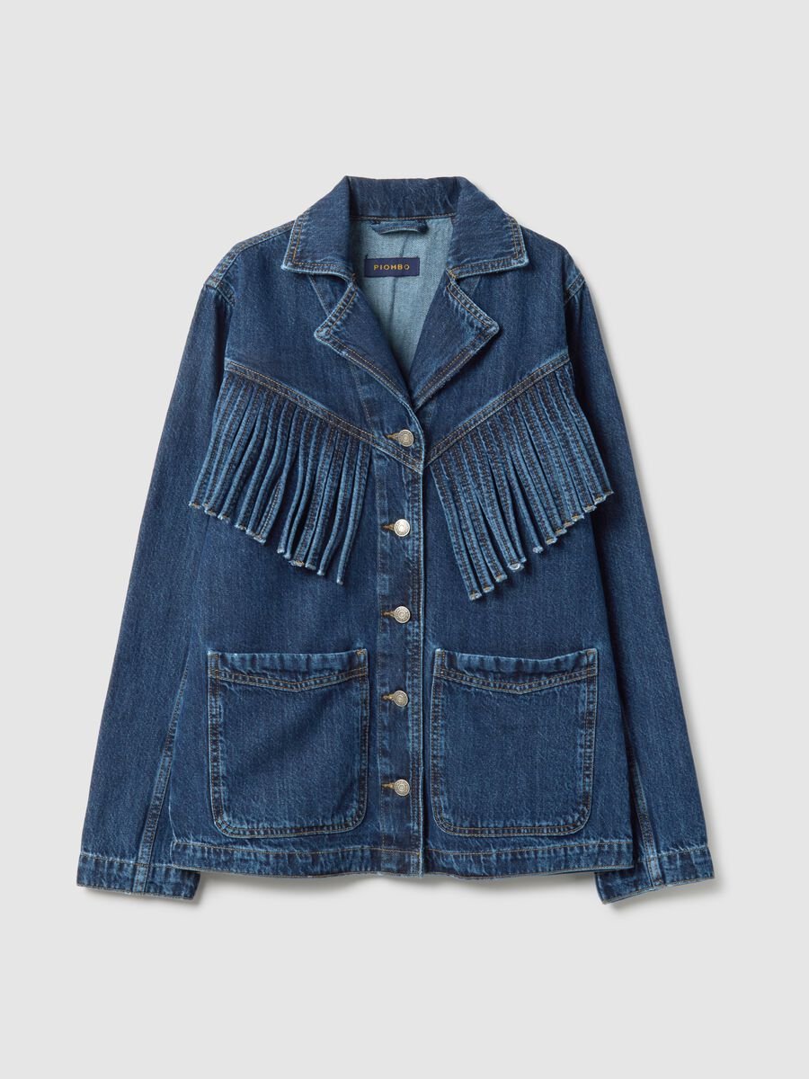 Pure cotton denim jacket regular fit with fringes_4