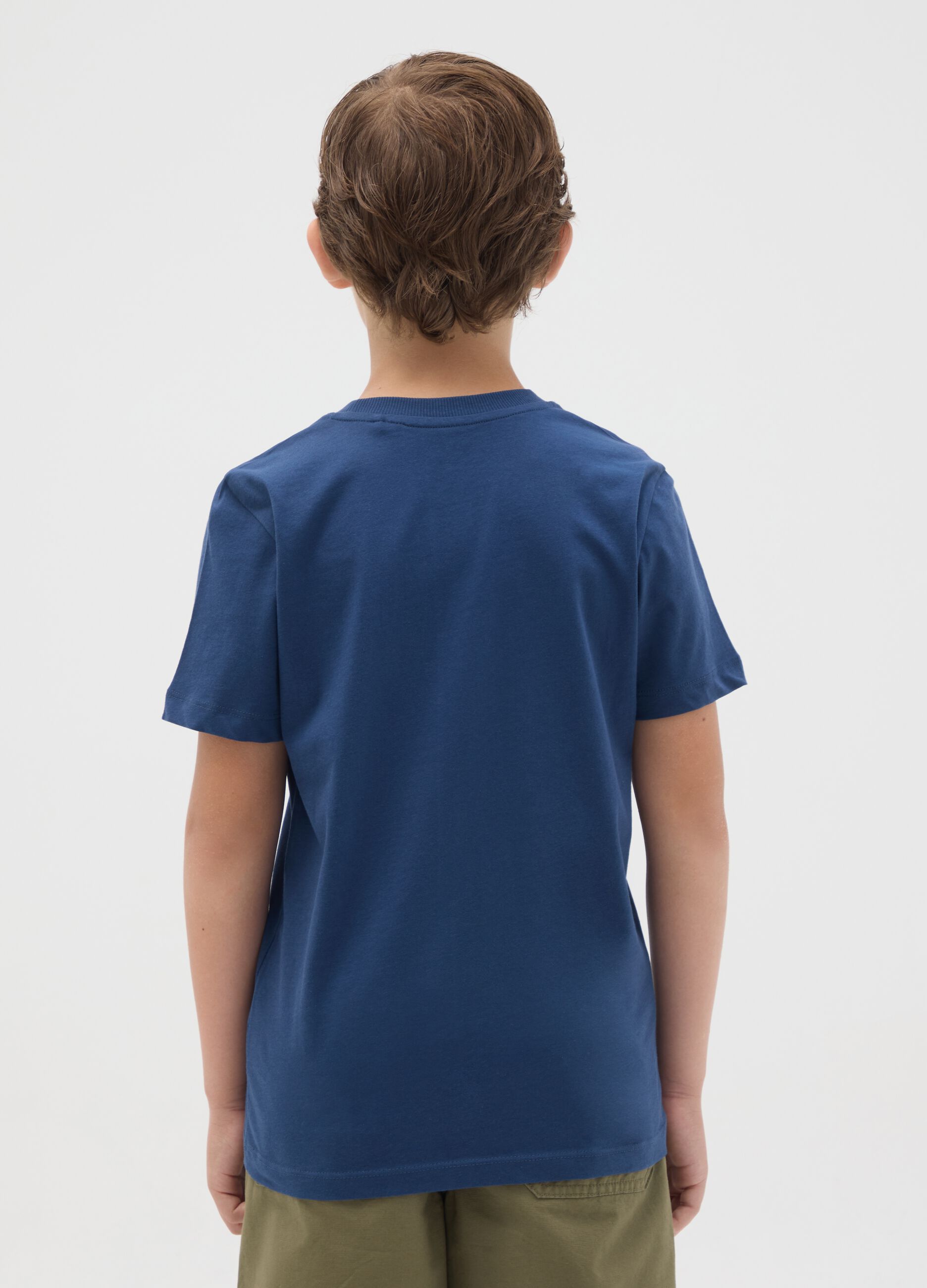 Boys' blue pure cotton regular fit T-shirt